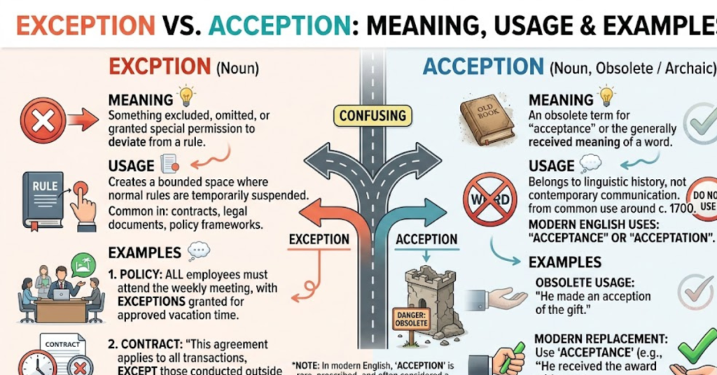 Exception vs Acception: Meaning, Usage & Examples