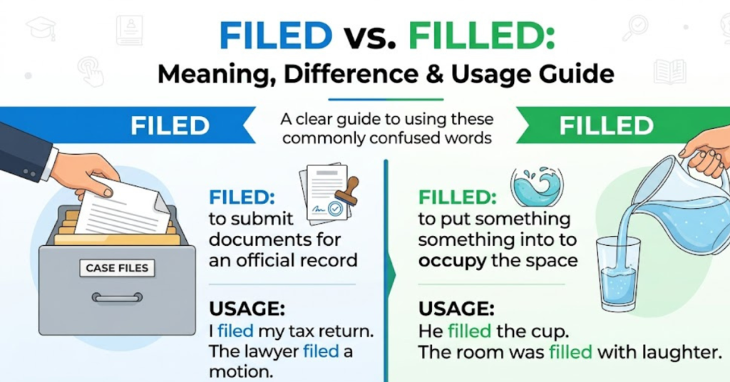 Filed vs Filled: Meaning, Difference & Usage Guide