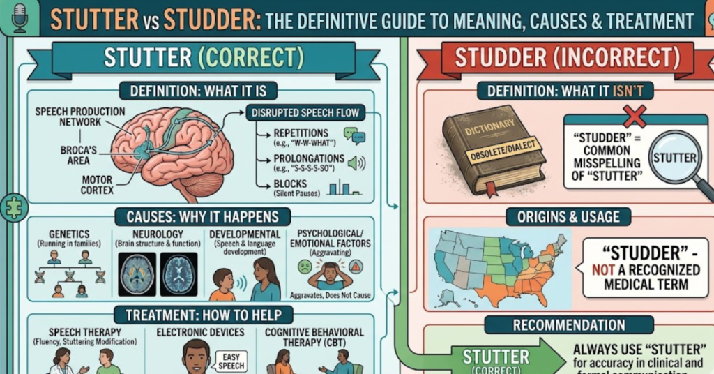 Stutter vs Studder: Meaning, Causes & Treatment