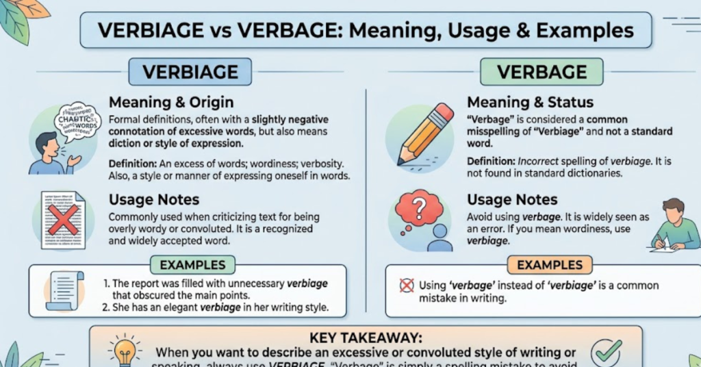 Verbiage vs Verbage: Meaning, Usage & Examples