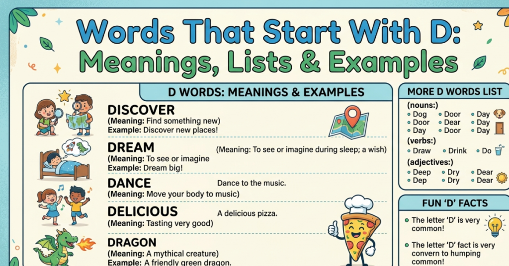 Words That Start With D Meanings, Lists & Examples