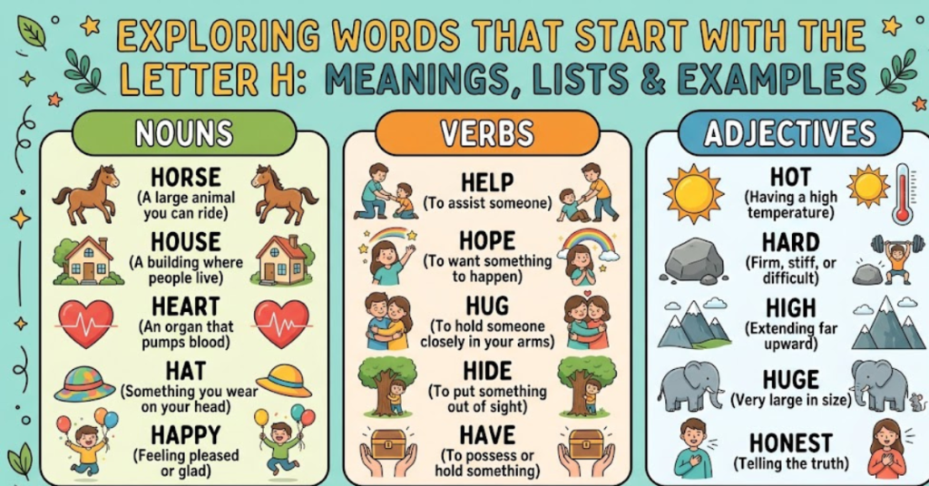 Words That Start With H Meanings, Lists & Examples