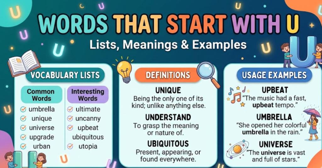 Words That Start With U: Lists, Meanings & Examples