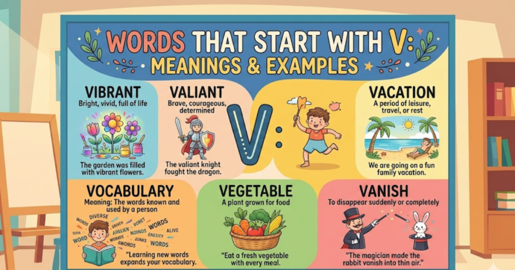 Words That Start With V: Lists, Meanings & Examples
