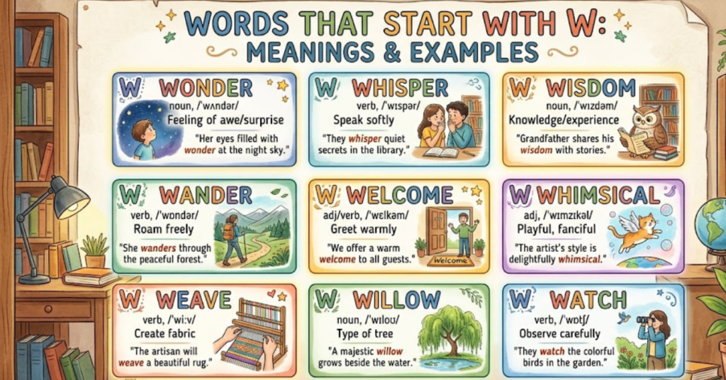 Words That Start With W Lists, Meanings & Examples