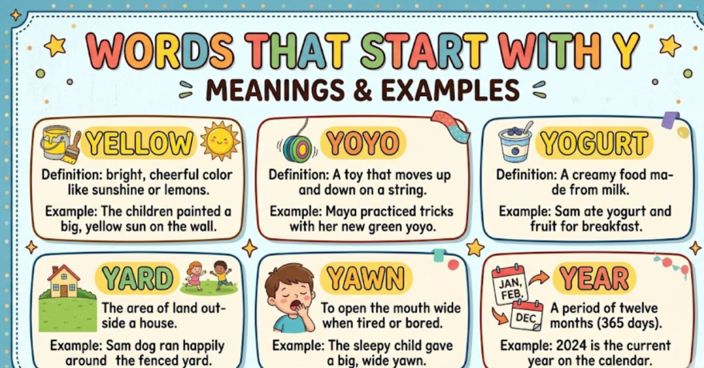 Words That Start With Y Lists, Meanings & Examples