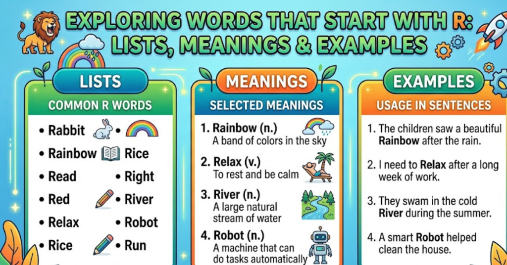 Words That Start With R: Lists, Meanings & Examples