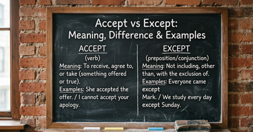 Accept vs Except: Meaning, Difference & Examples