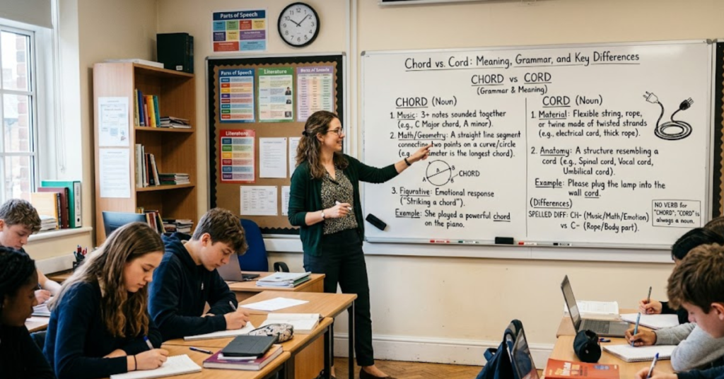 Chord vs Cord Meaning, Grammar, and Key Differences