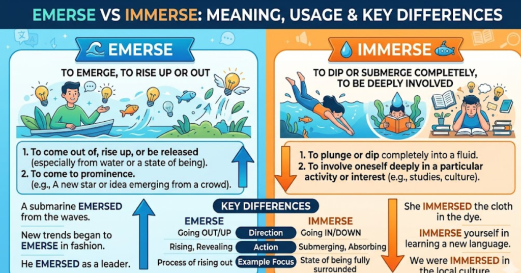 Emerse vs Immerse: Meaning, Usage & Key Differences