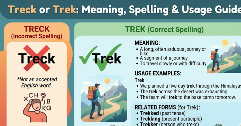 Treck or Trek Meaning, Spelling & Usage Guide