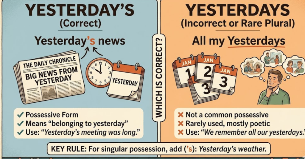 Yesterdays or Yesterday’s Which Is Correct